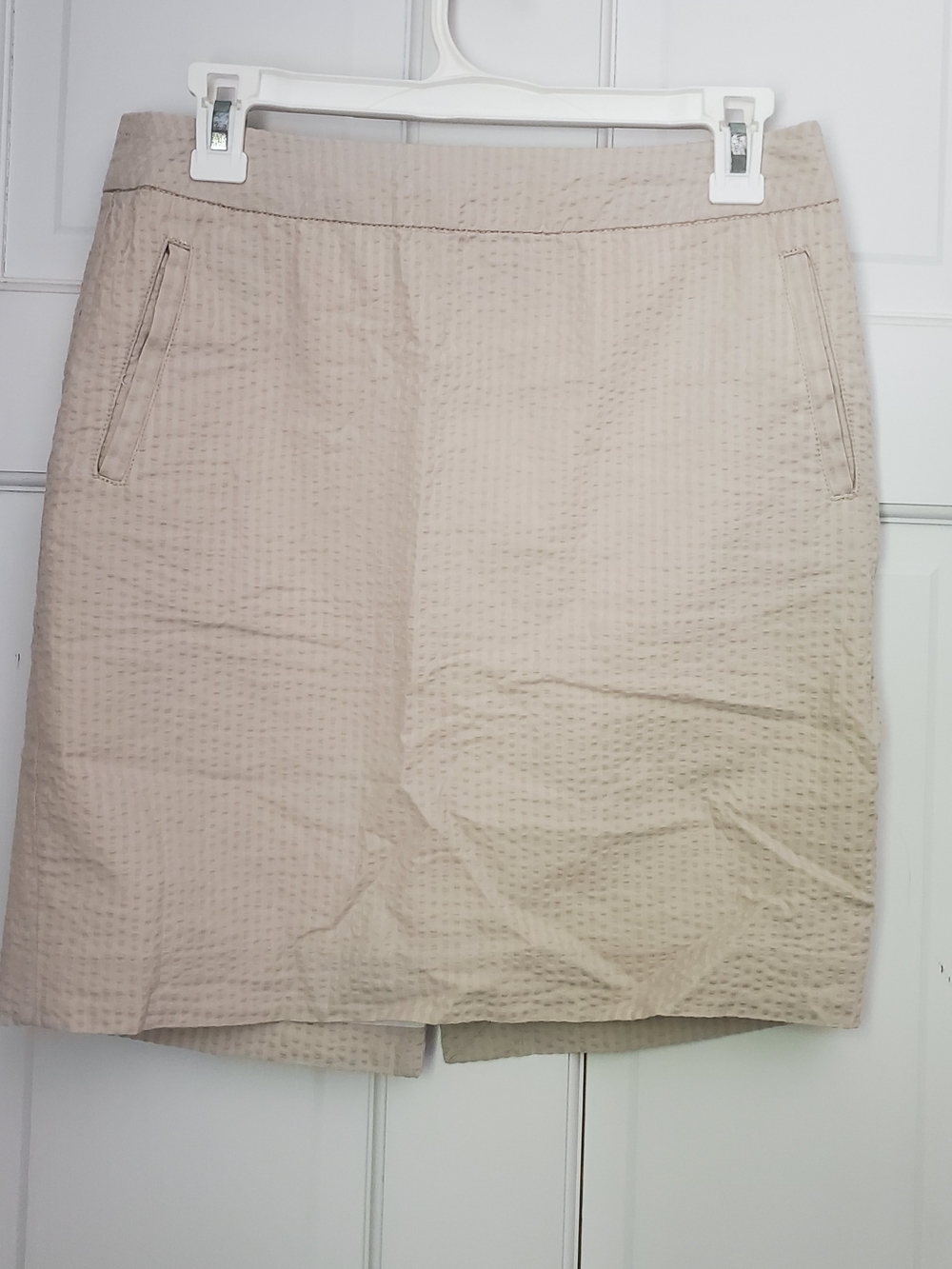 L.L. Bean Beige Textured Pencil Skirt